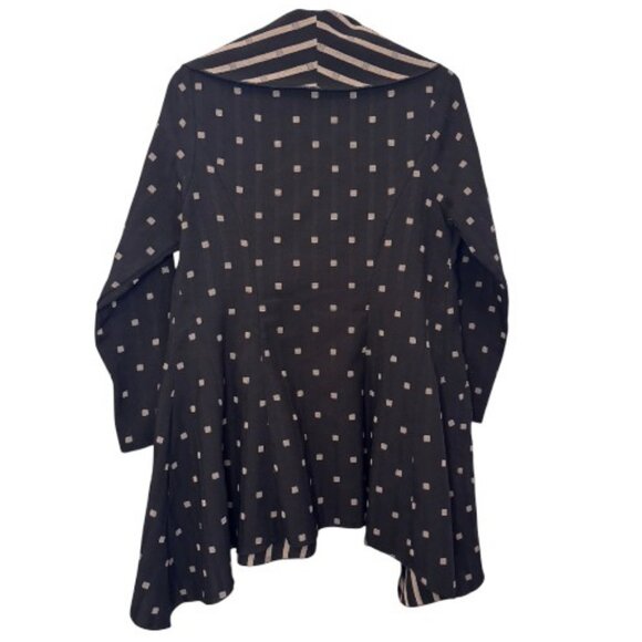 IC By Connie K black and tan Art To Wear patterned open front cardigan size S - Picture 6 of 10